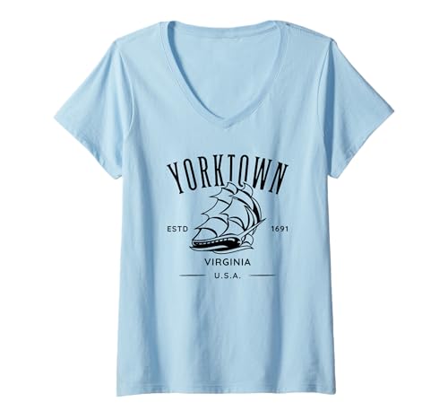 Damen Yorktown Virginia Old Tall Segelschiff-Design T-Shirt mit V-Ausschnitt Damen Yorktown Virginia Old Tall Segelschiff-Design T-Shirt mit V-Ausschnitt von Awesome Yorktown Virginia Souvenirs Designs