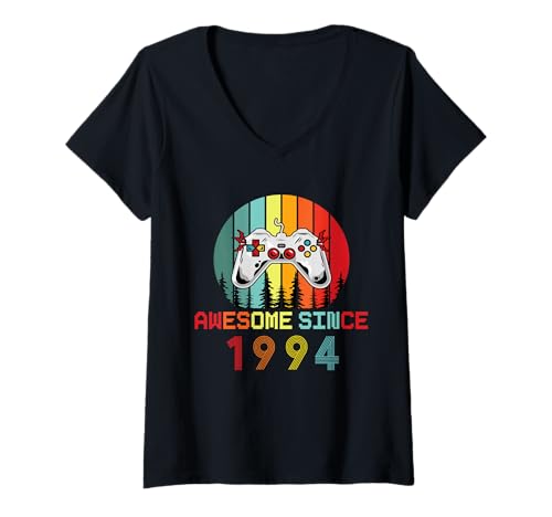 Damen Genial seit 1994 Geburtstag 1994 Geboren 1994 T-Shirt mit V-Ausschnitt Damen Genial seit 1994 Geburtstag 1994 Geboren 1994 T-Shirt mit V-Ausschnitt von Awesome since 1994