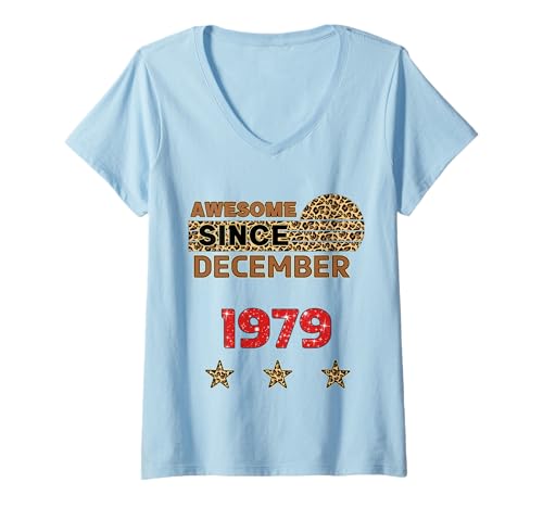 Damen Fantastisch seit Dezember 1979 Leopard Print Dezember Geburtstag T-Shirt mit V-Ausschnitt Damen Fantastisch seit Dezember 1979 Leopard Print Dezember Geburtstag T-Shirt mit V-Ausschnitt von Awesome since December 1979 Leopard Print Birthday