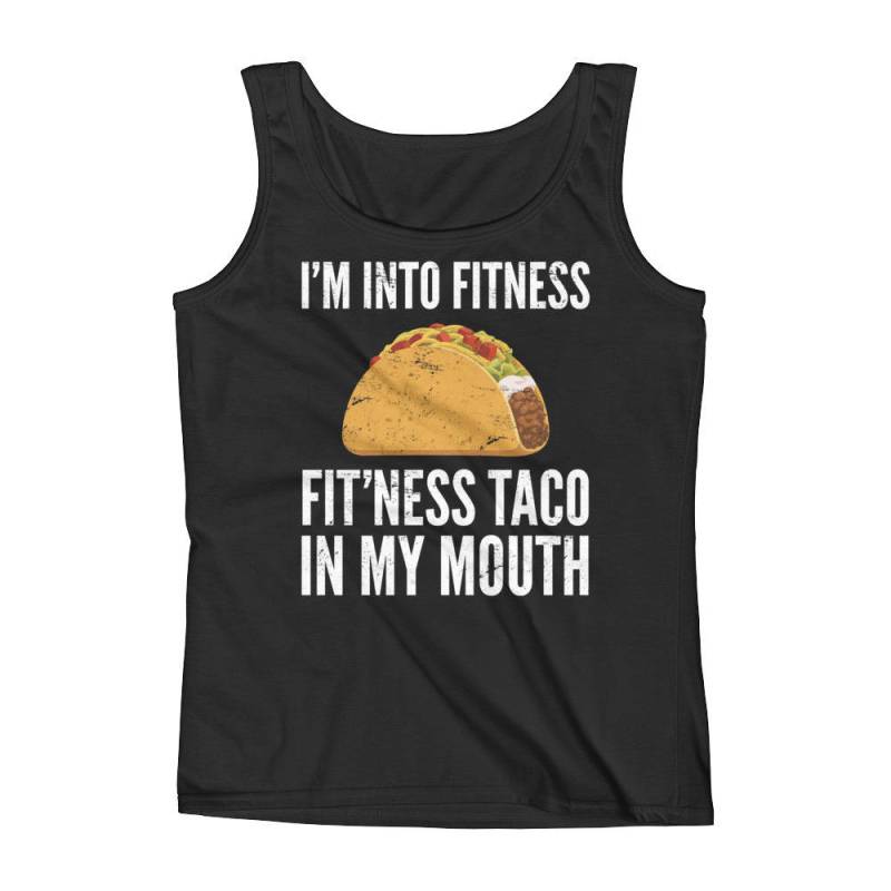Ich Bin in Fitness T-Shirt - Fit'ness Taco Meinem Mund Lustige Übung Training Diät Damen Tank von AwesomeTeeDesigns
