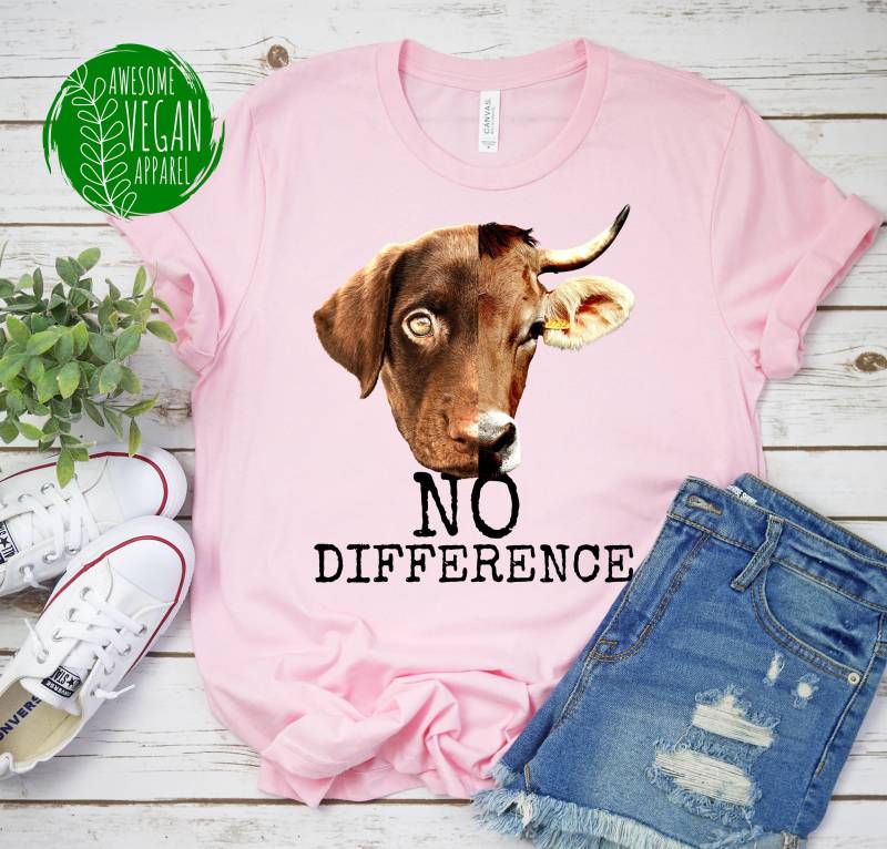 No Difference Shirt, Go Vegan Power Vegetarian Activism For Meatless Life, Cow & Dog Lovers, Animal Protection Gift, Premium T-Shirt von AwesomeVeganApparel