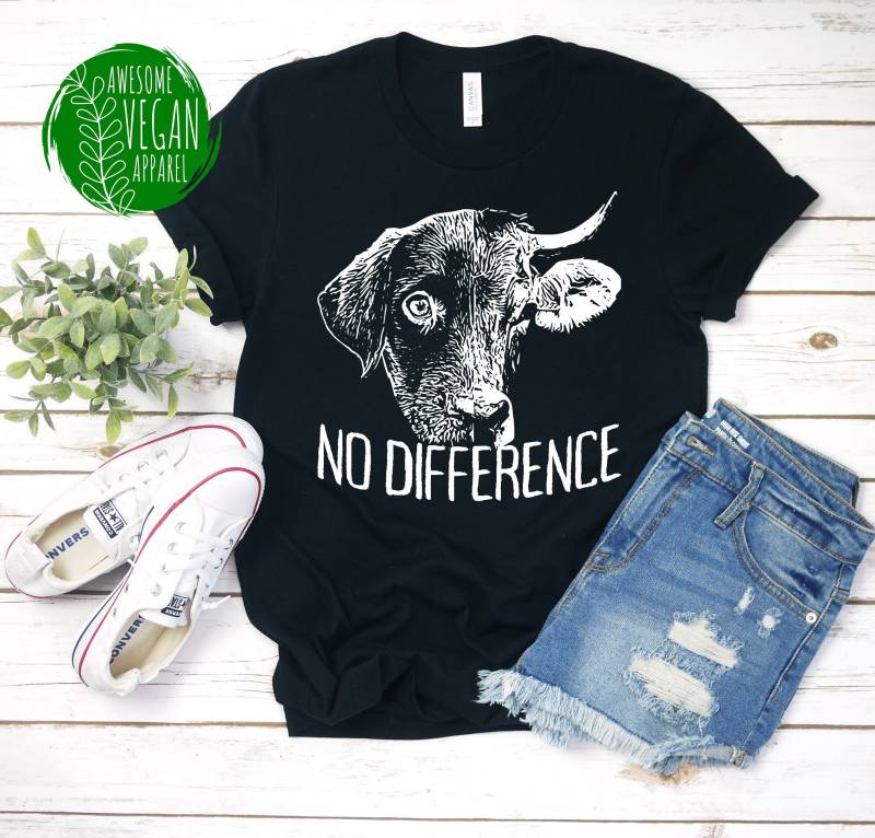 No Difference Shirt, Vegan Vegetarian Activism For Meatless Life, Cow & Dog Lovers, Animal Protection Gift, Premium T-Shirt von AwesomeVeganApparel