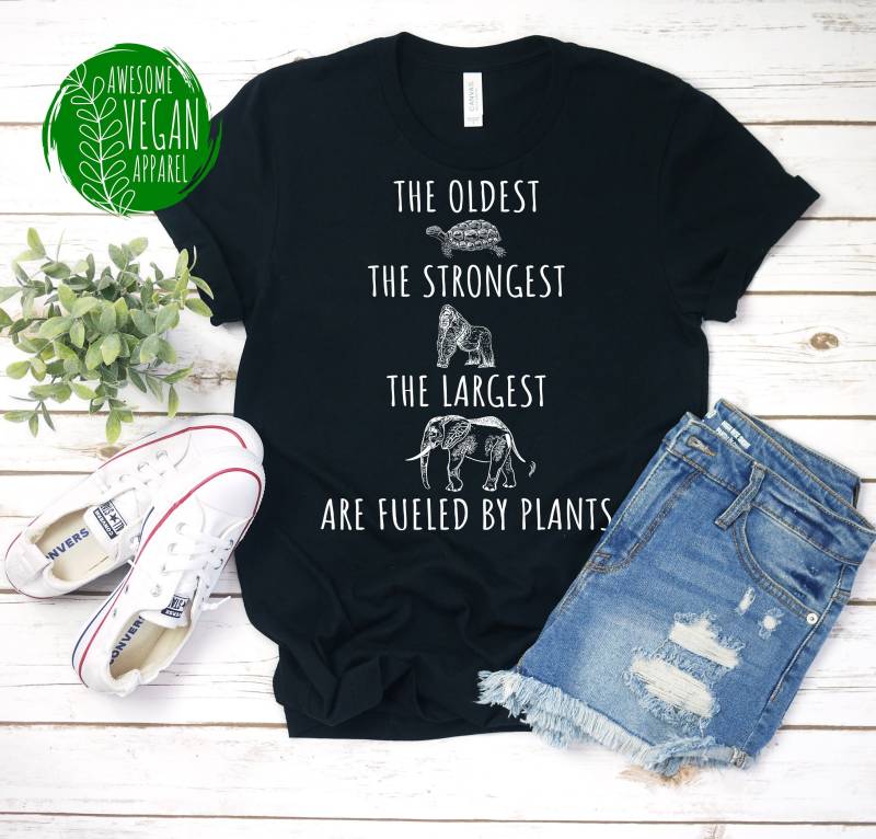 The Oldest Strongest Largest Animals Are Plant Based, Vegan Power Saying For Veganism & Vegetarian Awareness, Premium T-Shirt von AwesomeVeganApparel