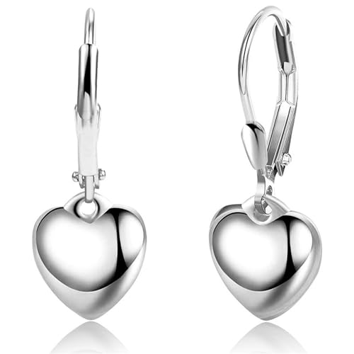 925 Sterling Silber Liebe Herz Tropfen Ohrringe für Frauen Mädchen Schmuck Hypoallergene Perlenohrringe Leverback Ohrringe Perlenohrringe für Frauen von Awesomeapex