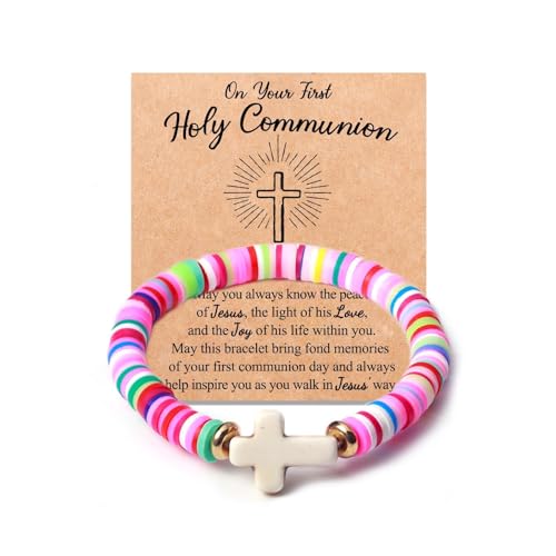 Awesomeapex Mädchen Kreuz Armband - Erstkommunion, Taufe, Konfirmation Geschenke für Mädchen, Kreuz Schmuck für Ihre kleinen Mädchen, Bettelarmbänder Widmungsgeschenke für Mädchen von Awesomeapex