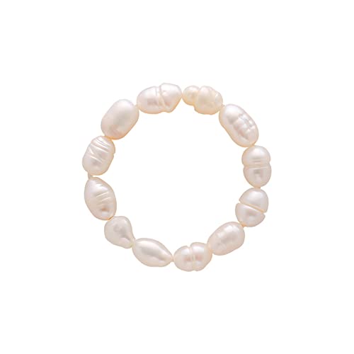 Awesomeonei Elastische Perlenringe für Frauen - Mikroverstellbare Stretch-Stapelringe in Weißen - Valentinstagsgeschenk für Freundin von Awesomeonei
