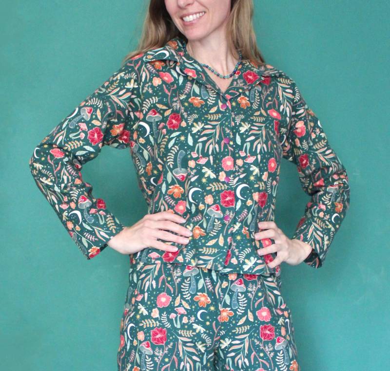 Flanell Pyjama Set Im Pilzwald, Kurze/Lange Ärmel, Hose/Shorts von AwfulPretty