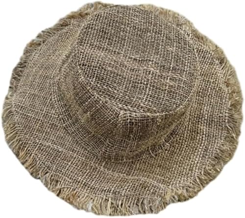 Awlve Sommerhut aus Hanf - Strohhut Herren Sommer ReinHanf Natürlich Stroh fur Urlaub, Panama Hut mit Große Krempe und Flache Oberseite (2#Beige) von Awlve