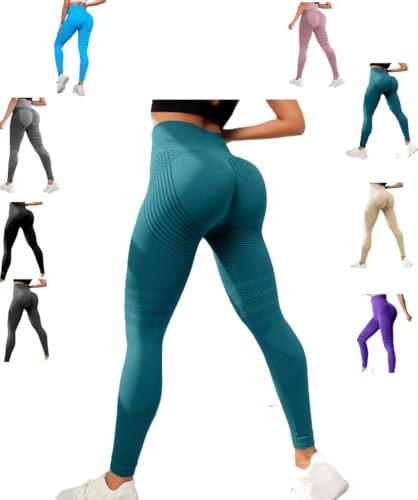 Cellulu Anti-Cellulite Cellular Leggings Damen, Elegante Bequeme High Waist Leggings 3D Original Kompressionshose Scrunch-Po Effekt Bauchkontrolle Yoga-Hose (Grün,L) von Awlve