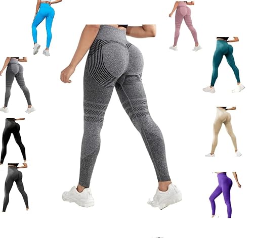 Cellulu Anti-Cellulite Cellular Leggings Damen, Elegante Bequeme High Waist Leggings 3D Original Kompressionshose Scrunch-Po Effekt Bauchkontrolle Yoga-Hose (Hellgrau,M) von Awlve