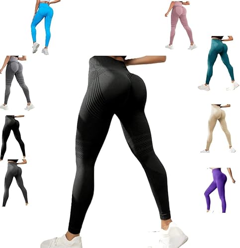 Cellulu Anti-Cellulite Cellular Leggings Damen, Elegante Bequeme High Waist Leggings 3D Original Kompressionshose Scrunch-Po Effekt Bauchkontrolle Yoga-Hose (Schwarz,S) von Awlve