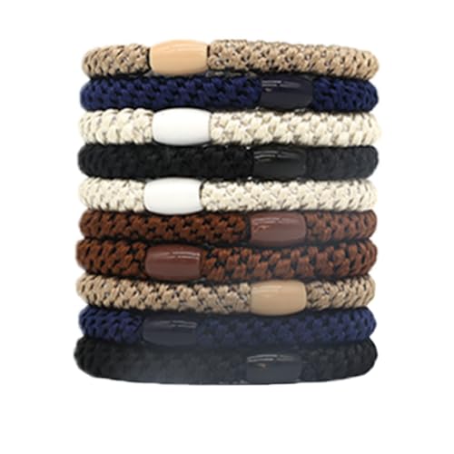 Kknekki Haargummi Original Damen Hair Ties, 10 Stück Modische, Cotton Bands Soft Woven Haarklammer Zopfgummis Schlichte Geflochtene Haarbänder für Damen, für Dickes und Lockiges Haar von Awlve