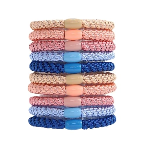 Kknekki Haargummi Original Damen Hair Ties, 10 Stück Modische, Cotton Bands Soft Woven Haarklammer Zopfgummis Schlichte Geflochtene Haarbänder für Geeignet für Dickes Haar (Farbmischung) von Awlve