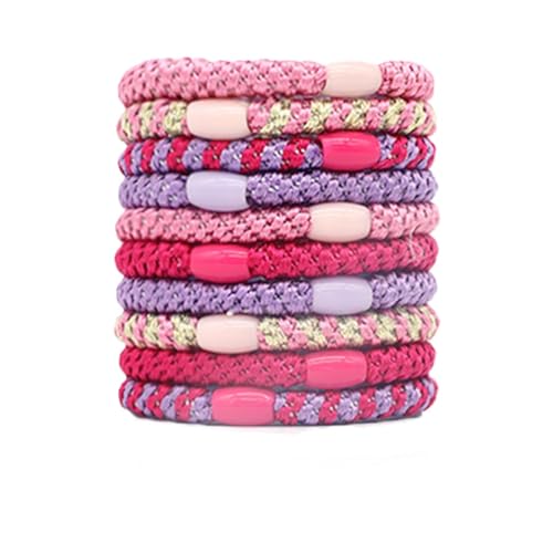 Kknekki Haargummi Original Damen Hair Ties, 10 Stück Modische, Cotton Bands Soft Woven Haarklammer Zopfgummis Schlichte Geflochtene Haarbänder für Geeignet für Dickes Haar (Rosa gemischt) von Awlve