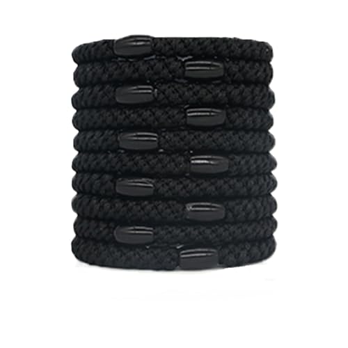 Kknekki Haargummi Original Damen Hair Ties, 10 Stück Modische, Cotton Bands Soft Woven Haarklammer Zopfgummis Schlichte Geflochtene Haarbänder für Geeignet für Dickes Haar (Schwarzer All-Match) von Awlve