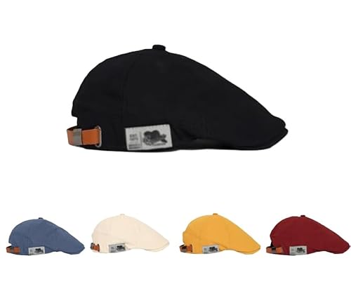 Mode Meister Marty - Stilvolle Baskenmütze Für Herren- Street-Hip-Hop mit Verstellbarer Klassisch Vintage Beret-Cap Worn Front Back (Schwarz) von Awlve