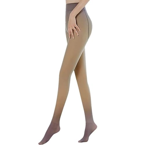 Awoeorsty Thermostrumpfhosen Für Damen,Frauen Thermo Strumpfhosen Winter Hautfarbe Fleece Lined Translucent Leggings Tights Besonders Warm Stretchgewebe GefäLschte Pantyhose (Braun/Dünn-90g(15~25℃)) von Awoeorsty