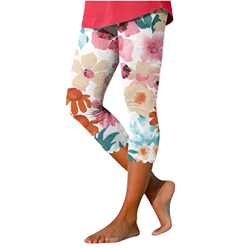 Awrvia 3/4 Hose Damen Caprihose Sommer Frauen Jogginghose Leicht Locker Trainingshose Dreiviertel Knielange Hosen High Waist Elastische Trekkinghose Blickdicht Große Größen Workout Leggins von Awrvia