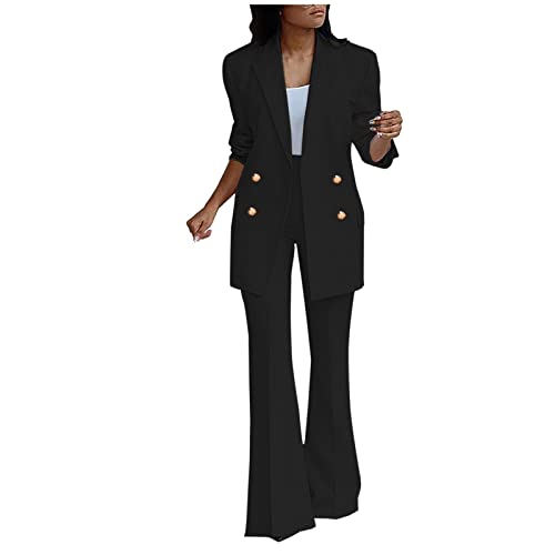 Awrvia angebot des tages amazon Blazer Damen Elegant Hosenanzüge Sportlich 2-teilig Anzugjacke Einfarbig Anzug Set Slim fit Mode Damenanzug Festlich Longblazer Oversize Freizeitmantel Business von Awrvia