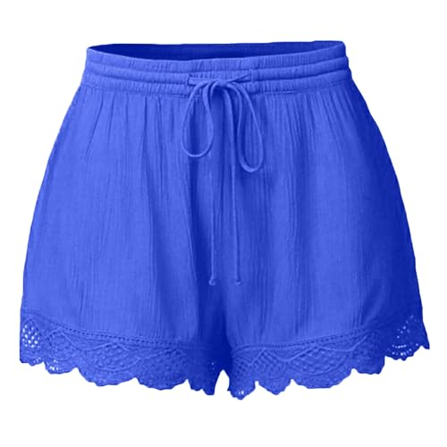 Awrvia Angebote des Tages Heute Herren Damen Shorts Kurzhose Lässige Musselin Cargohosen mit Hoher Taille Stoffhose Gerades Bein Sporthose Lässige Lockere Yogahose Gummiband Business Leinenhose von Awrvia