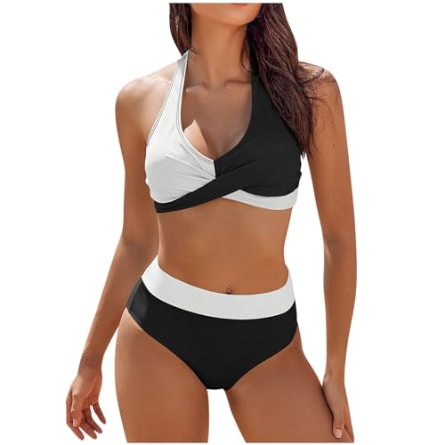 Awrvia Badeanzug Damen Bikini Set Sexy Elegant Bademoden Oberteile Und Badeshorts V Ausschnitt überkreuztes Blumenmuster Zweiteilig Große Größe Tankinis Elastisch Strandbikini Push Up Swimwears von Awrvia