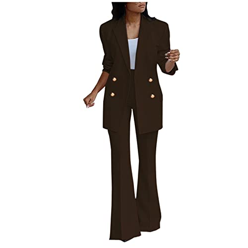 Awrvia Blazer Damen Elegant Hosenanzüge Sportlich 2-teilig Anzugjacke Einfarbig Anzug Set Slim fit Mode Damenanzug Festlich Longblazer Oversize Freizeitmantel Business Mantel Rave Oberbekleidung von Awrvia