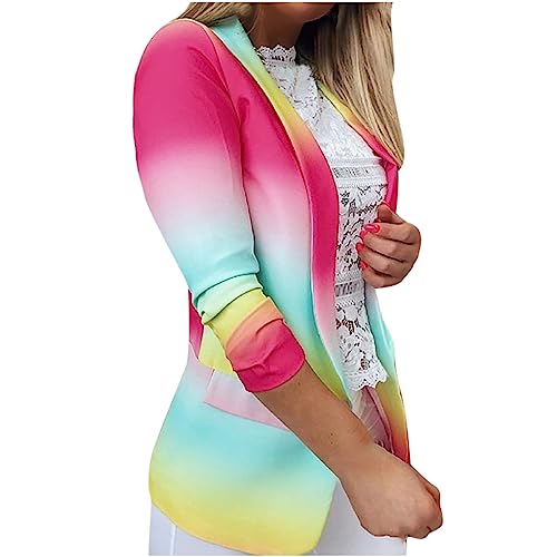 Awrvia Blazer Damen Lange Übergangsjacke Bolero Anzug Jacke Klassischer Festlich Kurzblazer Modische Locker Jäckchen Vintage Langarm Anzugjacke Vorne Offen Winterjacke Buntes Übergangsmantel von Awrvia