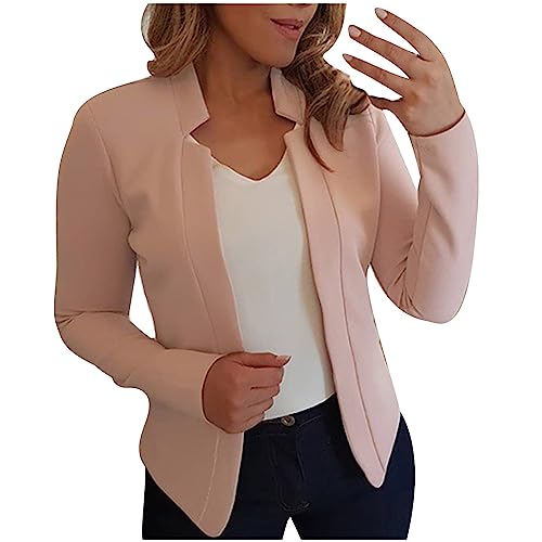 Awrvia Blazer Damen Sportlich Elegant Blazerjacke mit Kerbkragen Bolerojacke Einfarbig Anzugjacke Business Büro Jacke Pendler Modische Wintermantel Offener Vorderseite Kurzblazer Lässig Mantel von Awrvia