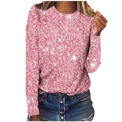 Awrvia Blusen Damen Elegant Festliche Langarmshirt Sexy Baumwolle Outfit Pailletten Modern Oberteil mit Glitzer ShirtOberteile Langarm Tunika Festliche Blusen blitzangebote des Tages Heute von Awrvia