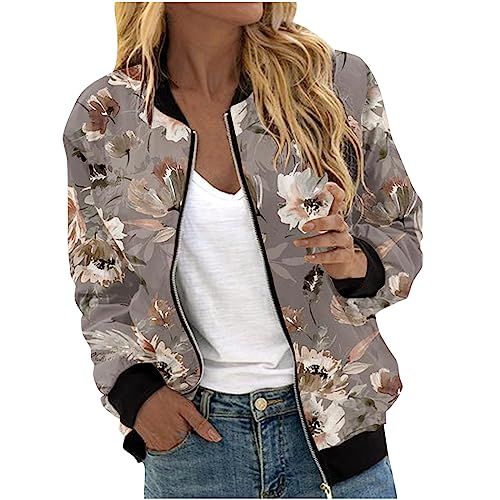 Awrvia Übergangsjacke Damen Elegant Bomberjacke Sportlich Sweatjacke Slim Fit ReißVerschluss Kurzjacke Leicht Damenjacken Temperament FrüHlingsjacke Party College Jacke Slim Fit Vintage Mantel von Awrvia