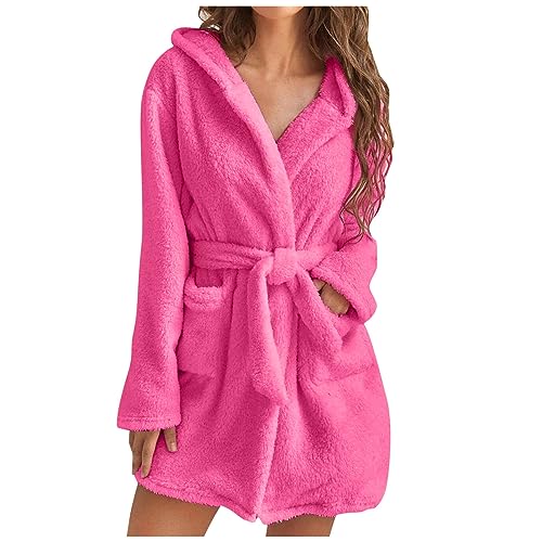 Awrvia Damen Bademantel Lang Große Größen Niedlich Schnelltrocknend Saugstark Badeponcho Leicht Hochzeit Hausmantel Langarm Elegant Morgenmantel Frottee Kuschelfleece mit Kapuze Bathrobe von Awrvia