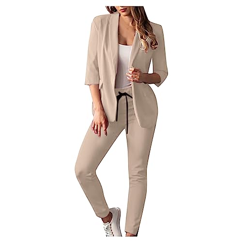 Awrvia Damen Blazer Sportlich Elegant Hosenanzug Business Anzug Set Zweiteiliger Formal Anzugjacke Slim Fit Hose Revers Büro Outfits Mode 2 Stück Jacke Festlich Mantel Lässige Sweatblazer von Awrvia