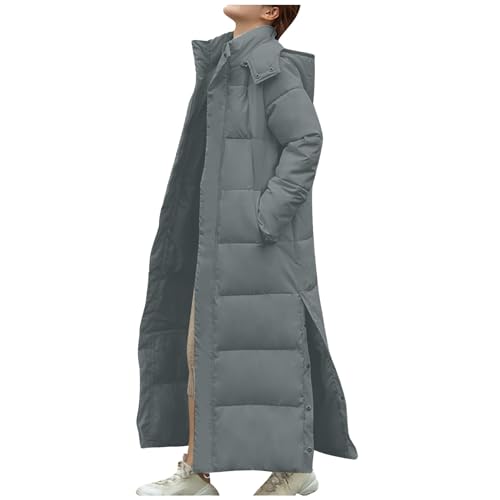 Awrvia Damen Mantel Winter Warme Winterjacke Basic Bequem Wintermantel Lange Einfarbig Lässig Damenmantel Stretch Jacke Thermo Fleece Pufferjacke Leicht Lange Elegante Steppjacke Dickes Steppmantel von Awrvia
