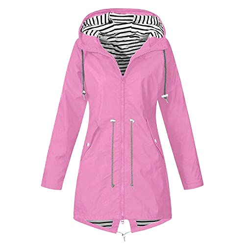 Awrvia Damen Regenjacke Wasserdichte Outdoorjacke mit Kordelzug Übergangsjacke Fitness Softshelljacke Einfarbiges Reißverschluss Sportshirt Hochwertige Dünne Funktionsjacke Wärmer Steppjacke von Awrvia