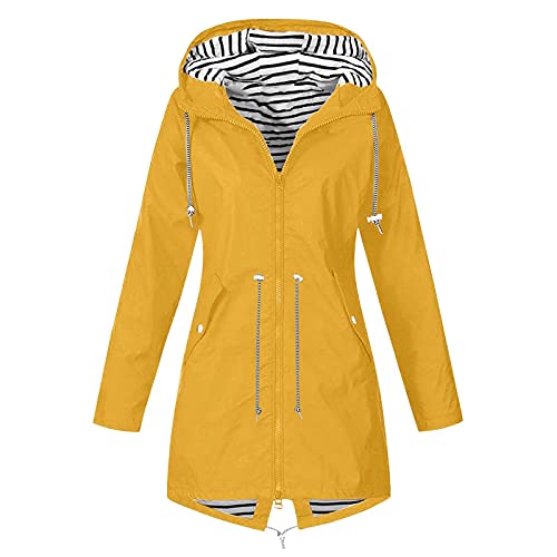 Awrvia Damen Regenjacke Wasserdichte Outdoorjacke mit Kordelzug Übergangsjacke Fitness Softshelljacke Einfarbiges Reißverschluss Sportshirt Hochwertige Dünne Funktionsjacke Wärmer Steppjacke von Awrvia