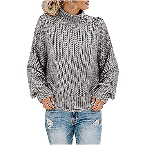 Awrvia Damen Rollkragenpullover Lang Strickpullover Baumwolle Stretch Longpullover Warm Oversize Pullover Casual Winterpullover Weich Dicker Grobstrickpullover bekleidung premium marken sale von Awrvia