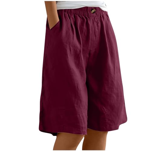 Awrvia Damen Sommer Kurz Hose Baumwolle Leinen Baggy Sport Shorts Casual Freizeit Leichte Elastische Outdoorhose Trendy Knielange Wandershorts mit Taschen Laufhose für Running Gym Fitness Awrvia Damen Sommer Kurz Hose Baumwolle Leinen Baggy Sport Shorts Casual Freizeit Leichte Elastische Outdoorhose Trendy Knielange Wandershorts mit Taschen Laufhose für Running Gym Fitness von Awrvia