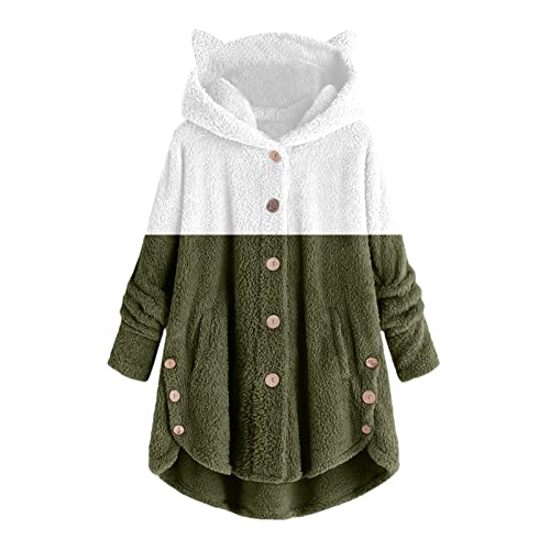 Awrvia Fleecejacke Damen Lang Teddyjacke GroßE GrößEn Warmes Kapuzenpullover mit Full Zip Sweatjacke GefüTtert Winterjacke Flauschig PlüSchjacke mit Kapuze und Taschen Sweatjacke Kuschelig Mantel von Awrvia