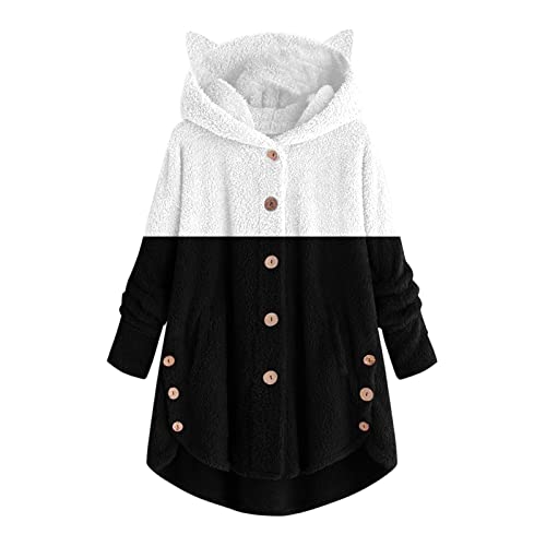 Awrvia Fleecejacke Damen Lang Teddyjacke GroßE GrößEn Warmes Kapuzenpullover mit Full Zip Sweatjacke GefüTtert Winterjacke Flauschig PlüSchjacke mit Kapuze und Taschen Sweatjacke Kuschelig Mantel von Awrvia