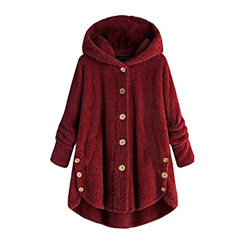 Awrvia Fleecejacke Damen Teddy Plüschjacke mit Kapuze Fellmantel Warm Übergangsjacke mit Reißverschluss Plüschmantel Lässige Langarm Jacken Casual Einfarbig Mantel Bequeme Basic Wintermantel von Awrvia