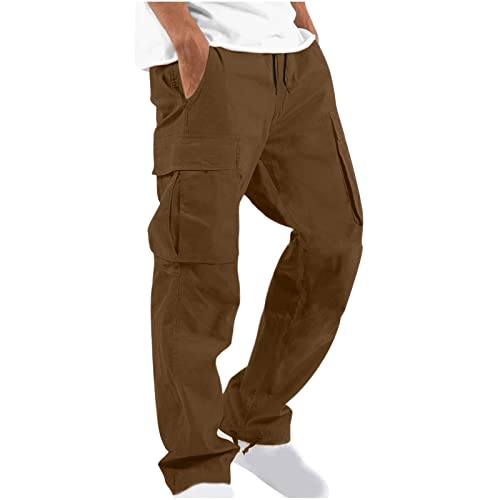 Awrvia Freizeithose Herren Lange Outdoorhose Regular Fit Freizeithose Baumwolle Einfarbig Arbeitshose Elastische Casual Cargohose mit Taschen Wanderhose Vintage Trekkinghose Lockere Streetwear von Awrvia