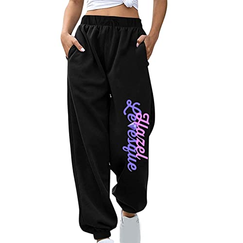 Awrvia Gefütterte Jogginghose Damen Lang Fleecehose Warme Lässige Trainingshose Baumwolle Sporthose Thermo Fleece Laufhose mit Kordelzug Taschen Sweatpants High Waist Freizeithose Winterlauf Hose von Awrvia