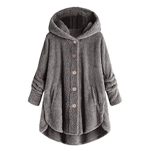 Awrvia Hoodie Damen Oversize Mantel Winter Plüschjacke Langarm Wintermantel Warm Cardigan Full Zip Kapuzenpullover Freizeit Sweatshirt mit Kapuze Strickjacke Vintage Kapuzenjacke mit Taschen von Awrvia