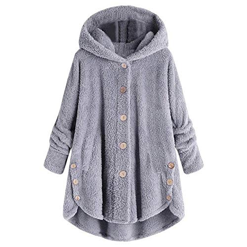 Awrvia Hoodie Damen Oversize PlüSchjacke Warm GefüTterte Fleecemantel LäSsige Teddyjacke Flauschig KäTzchen Wintermantel Farbblock Lange Cardigan Kuschelig Kawaii Kapuzenjacke mit Taschen Mantel von Awrvia