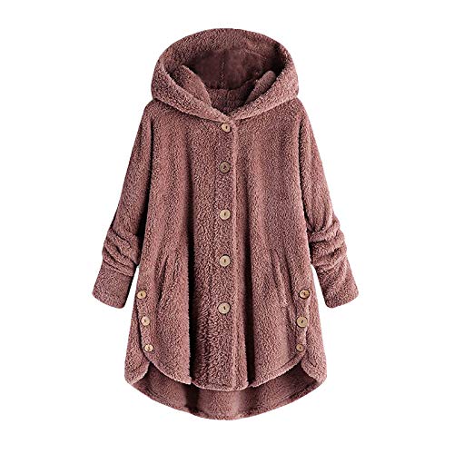 Awrvia Hoodie Damen Oversize PlüSchjacke Warm GefüTterte Fleecemantel LäSsige Teddyjacke Flauschig KäTzchen Wintermantel Farbblock Lange Cardigan Kuschelig Kawaii Kapuzenjacke mit Taschen Mantel von Awrvia