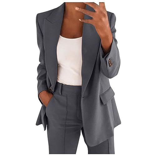 Awrvia Hosenanzüge Damen Blazer 2-teilig Anzugjacke Einfarbig Anzug Set Festlich Damenanzug Sportlich Streetwear Elegant Freizeitmantel Business Mode Mantel Angebote Tages blitzangebot von Awrvia