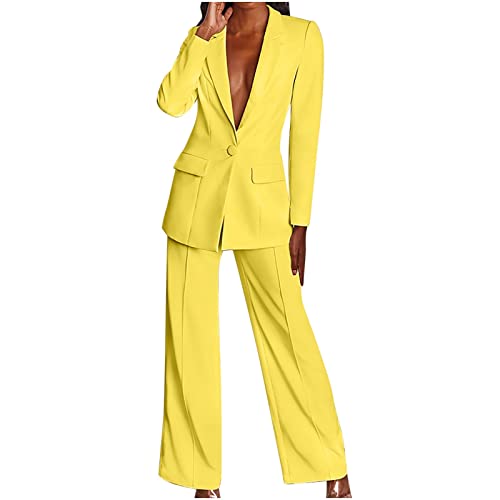 Awrvia Hosenanzüge für Damen 2-Teilig Festlich Elegant Damenanzug Einfarbig Business Anzug Set Sport Atmungsaktiv Freizeitanzug Mode Büro Blazer und Anzughose Hochzeit Formal Zweiteiler von Awrvia