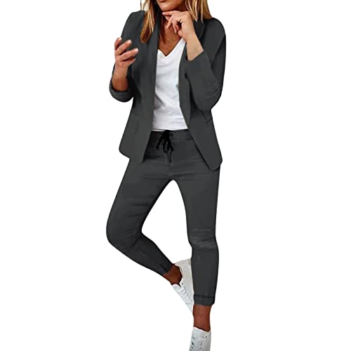Awrvia Hosenanzug Damen Blazer Sportlich Elegant Business Anzug Set Zweiteiliger Lässige Anzugjacke Slim Fit Hose Revers Büro Outfits Mode 2 Stück Jacke Festlich Sweatblazer… von Awrvia