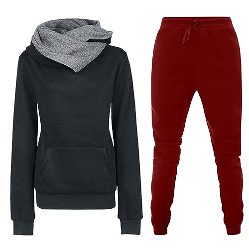 Awrvia Jogginghosen Damen 2-Teilig Set Lockere Modische Trainingsanzug Y2K Zweiteiler Sportlich Pullover Druck Hoodies Lässig Oberteile und Sporthosen Baumwolle Freizeitanzug Lang Kapuzenjacke von Awrvia