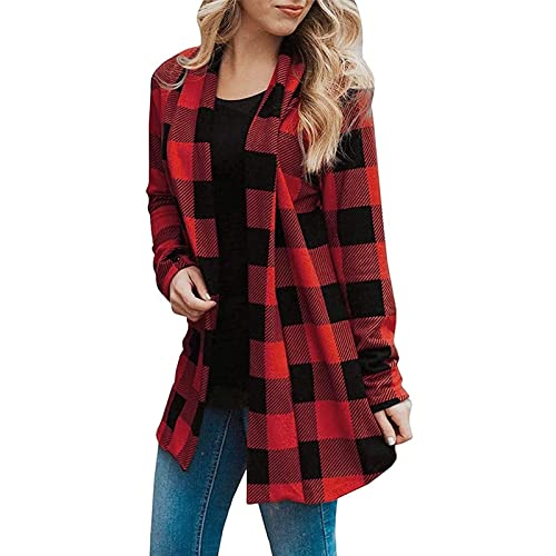 Awrvia Karierte Jacke Damen Langarm Kapuzenjacke mit Seitentaschen Freizeitmantel Baumwolle Mode Flanellhemd Weiches Casual Holzfällerhemd Button down Wintermantel für Herbst Übergangsjacke von Awrvia